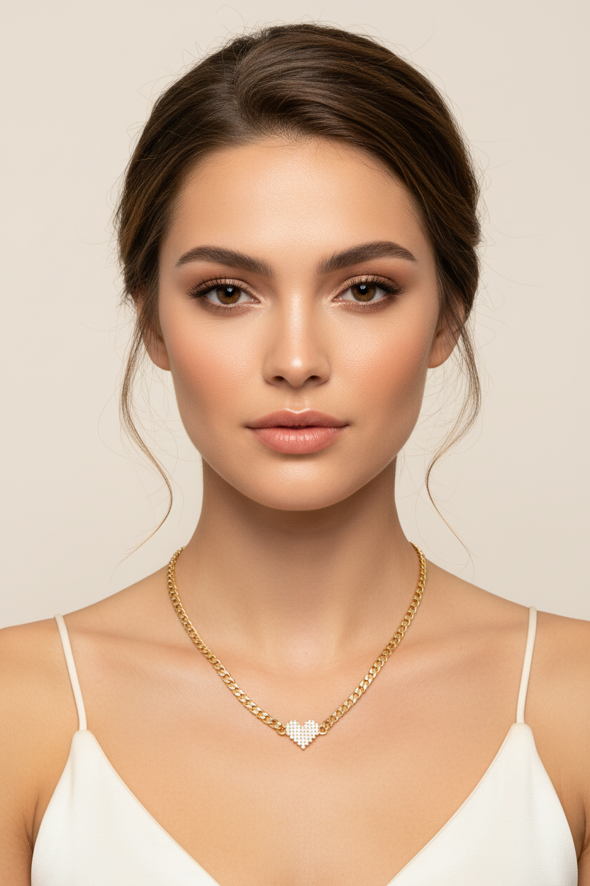 Chunky Chain with Heart Necklace