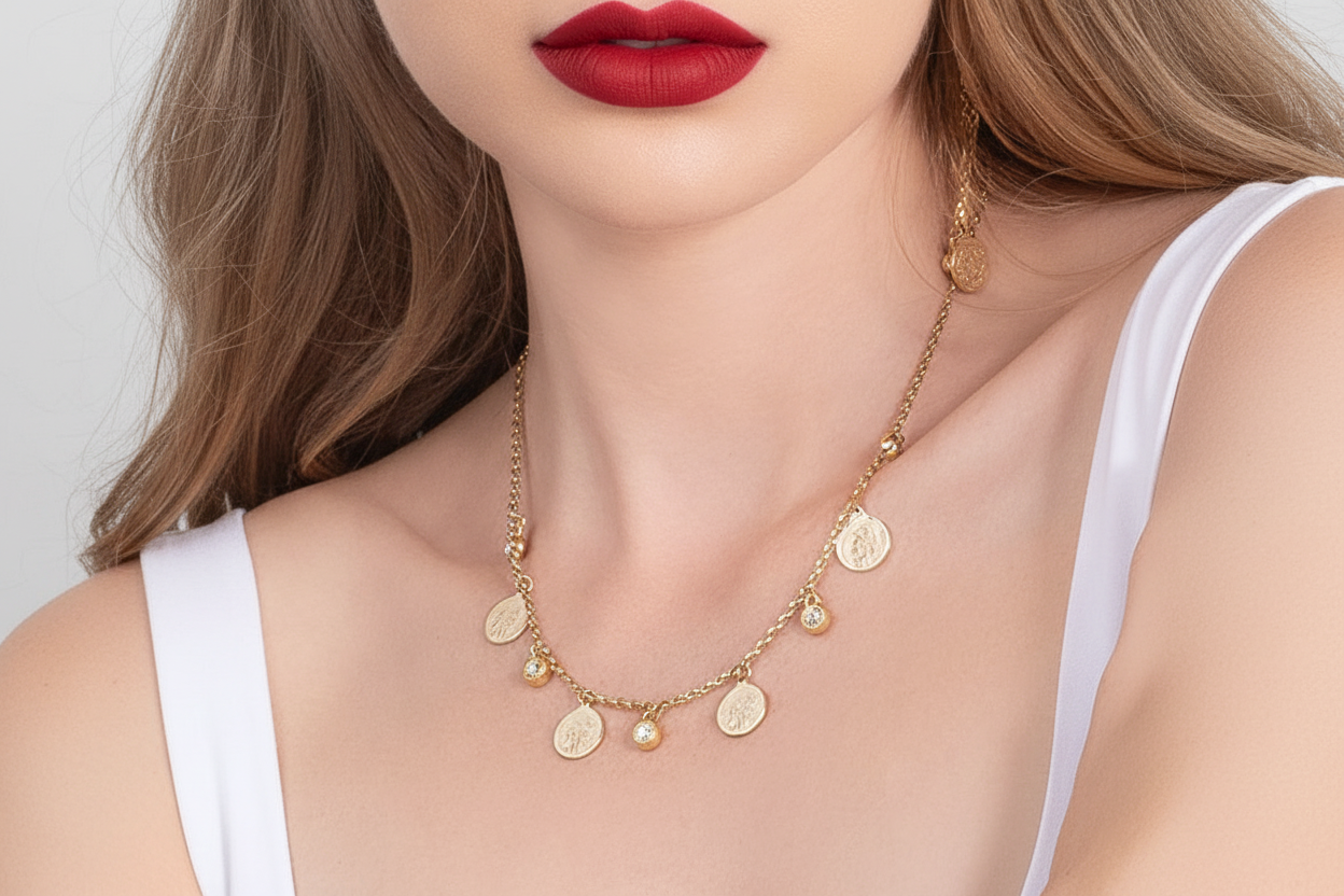 Coin and Diamonice Necklace
