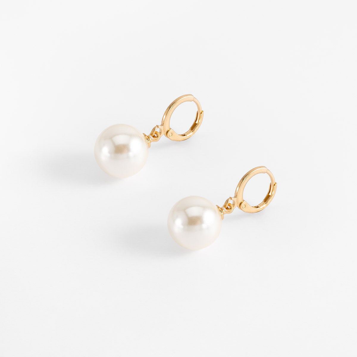Faux Pearl Golden Hoops