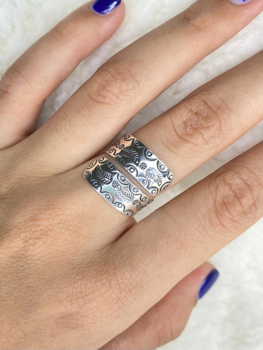 Sterling Silver Indy Patterned Ring