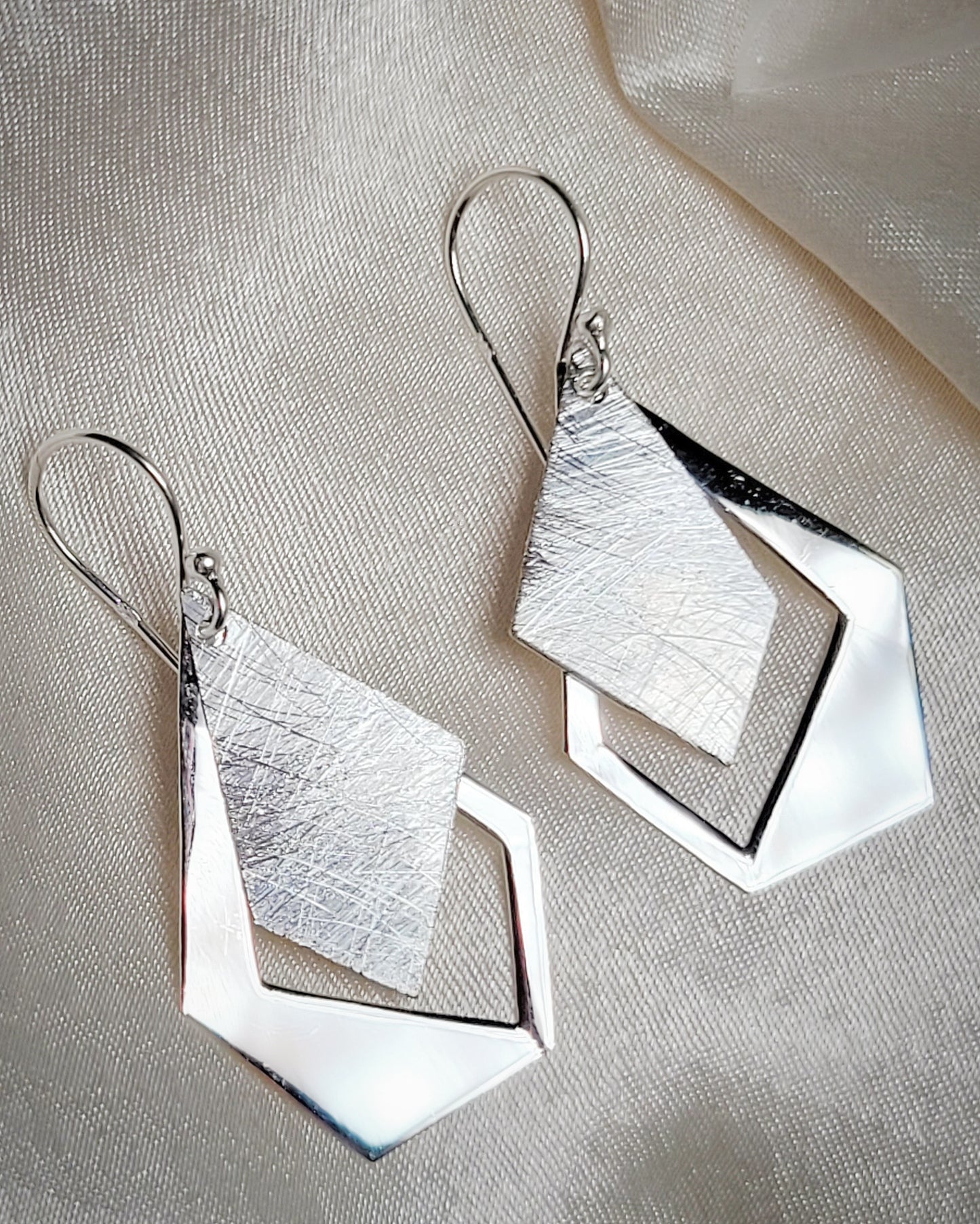 Sterling Silver Abstract Brush Finish Earrings