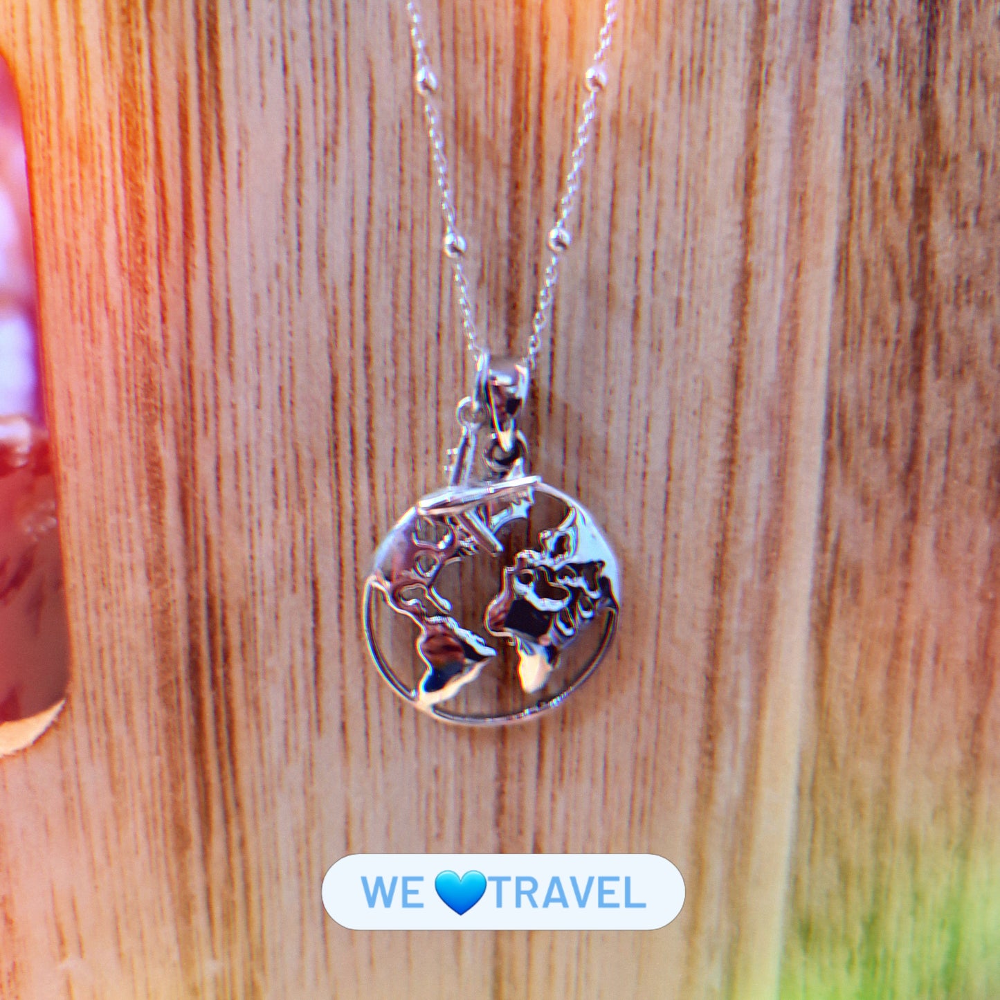 Sterling Silver We Love Travel Necklace