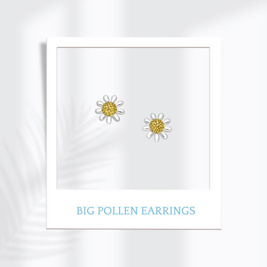 Sterling Silver Big Pollen Earrings with plated 18k Yellow Gold