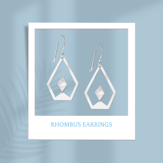 Sterling Silver Rhombus Mother of Pearl Earrings