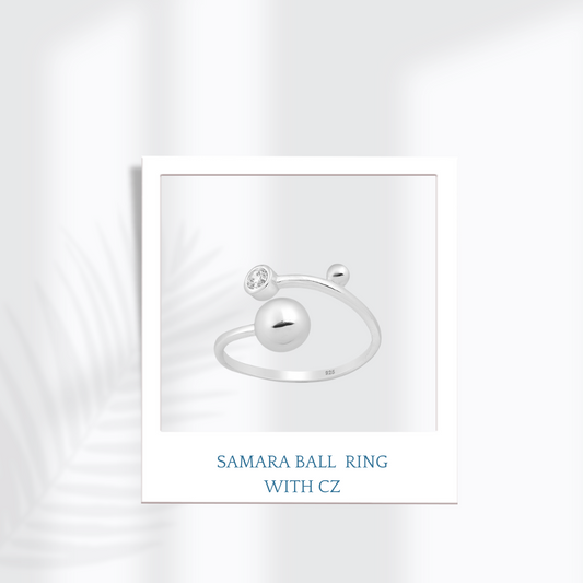 Sterling Silver Samara Ball with CZ Ring