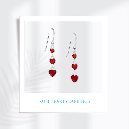 Syerling Silver Rubi Hearts CZ Earrings