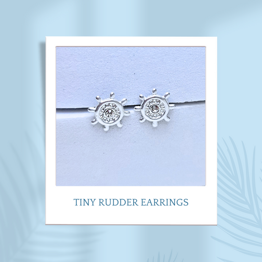 Sterling Silver Tiny Rudder Earrings