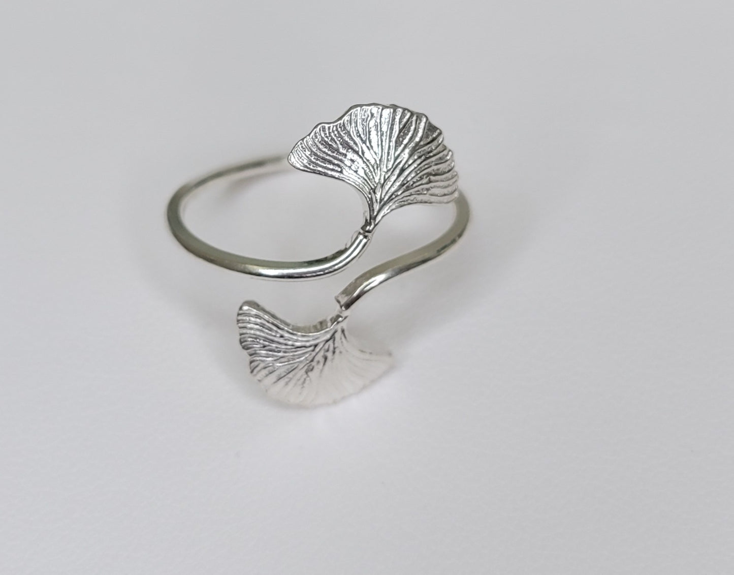 Sterling Silver Leaf Ginkgo Rings
