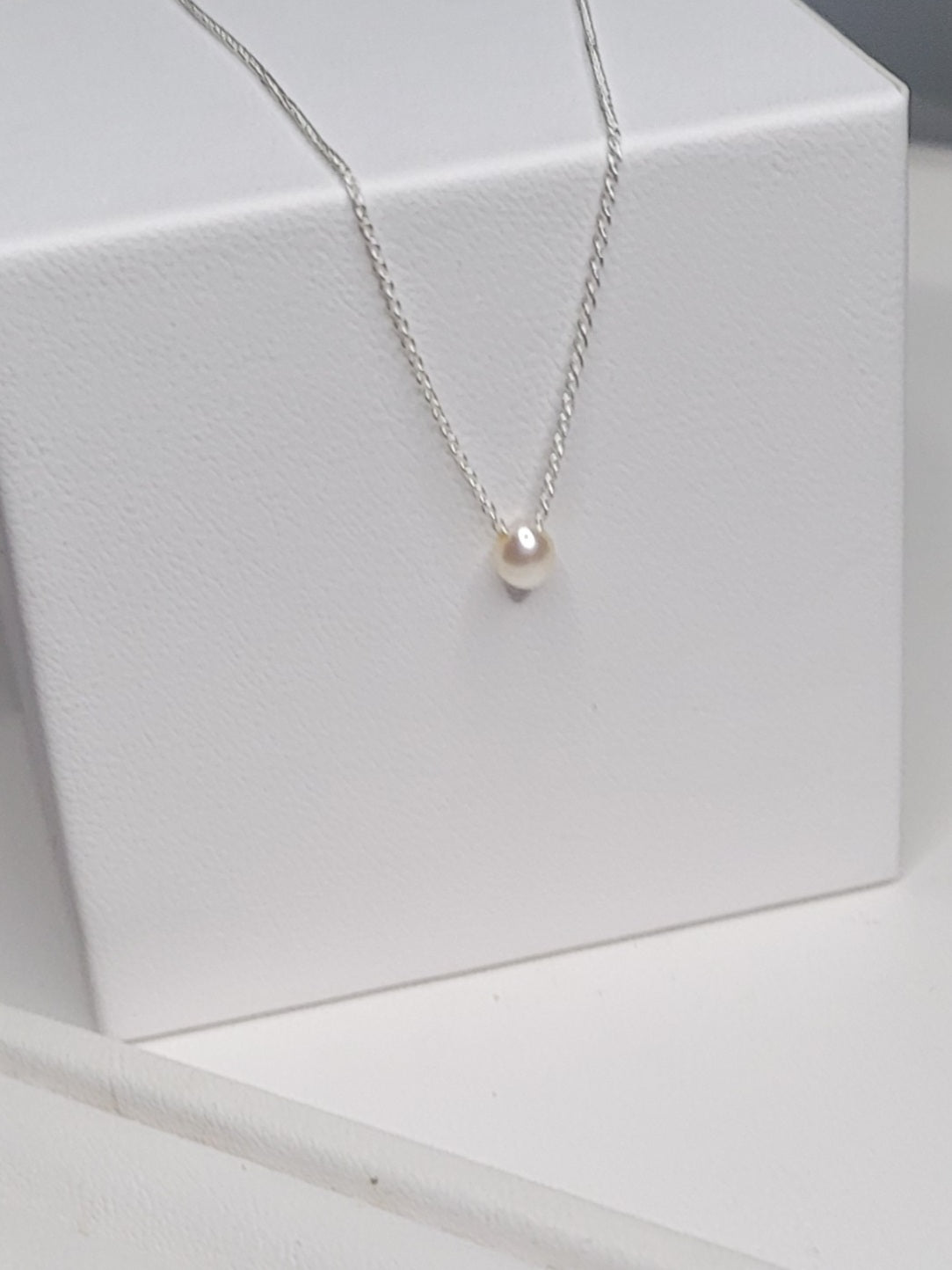 Sterling Silver Minimalist Tiny Pearl Necklace