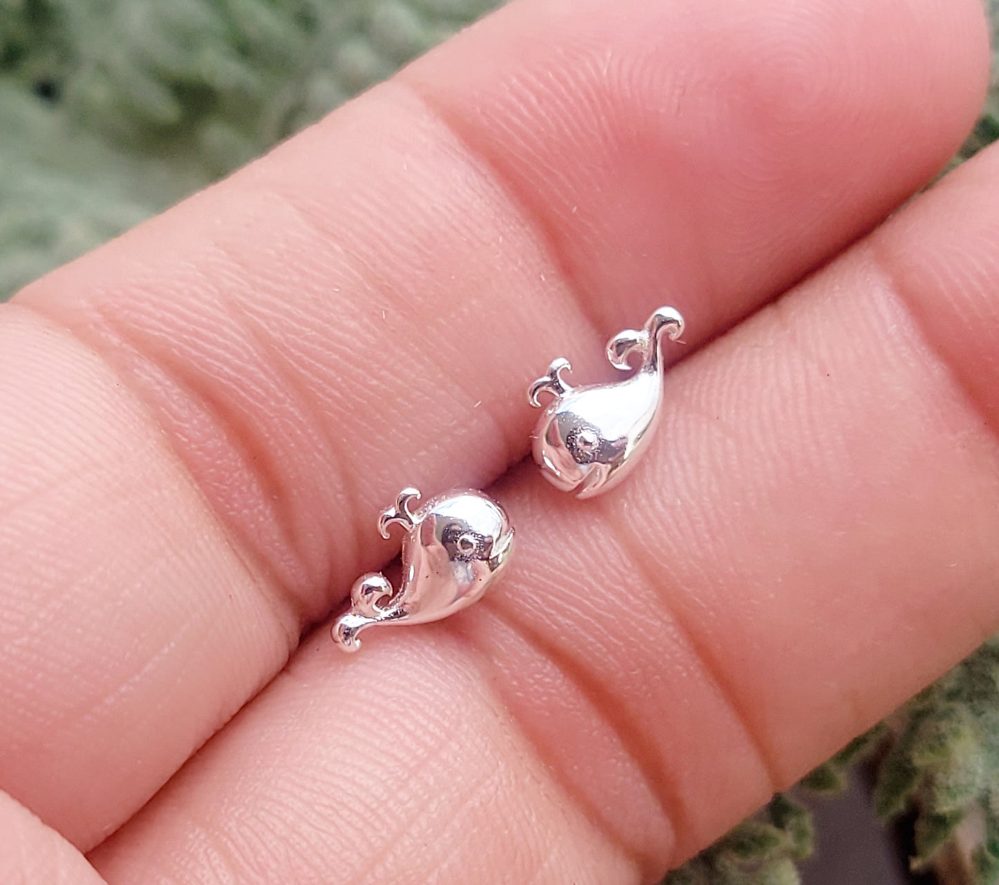 Sterling Silver Whale Studs