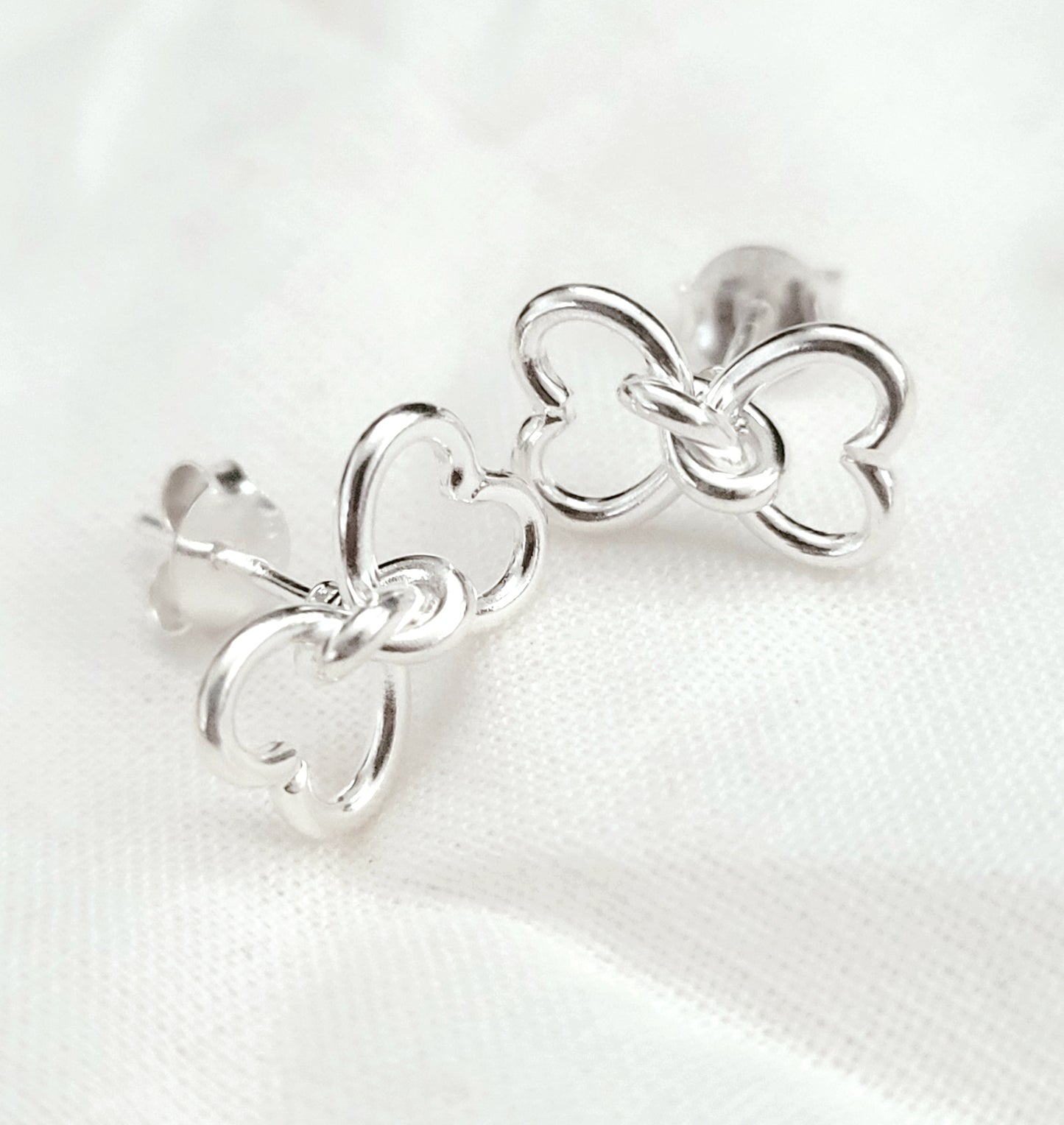 Sterling Silver  Hearts Knots Earrings