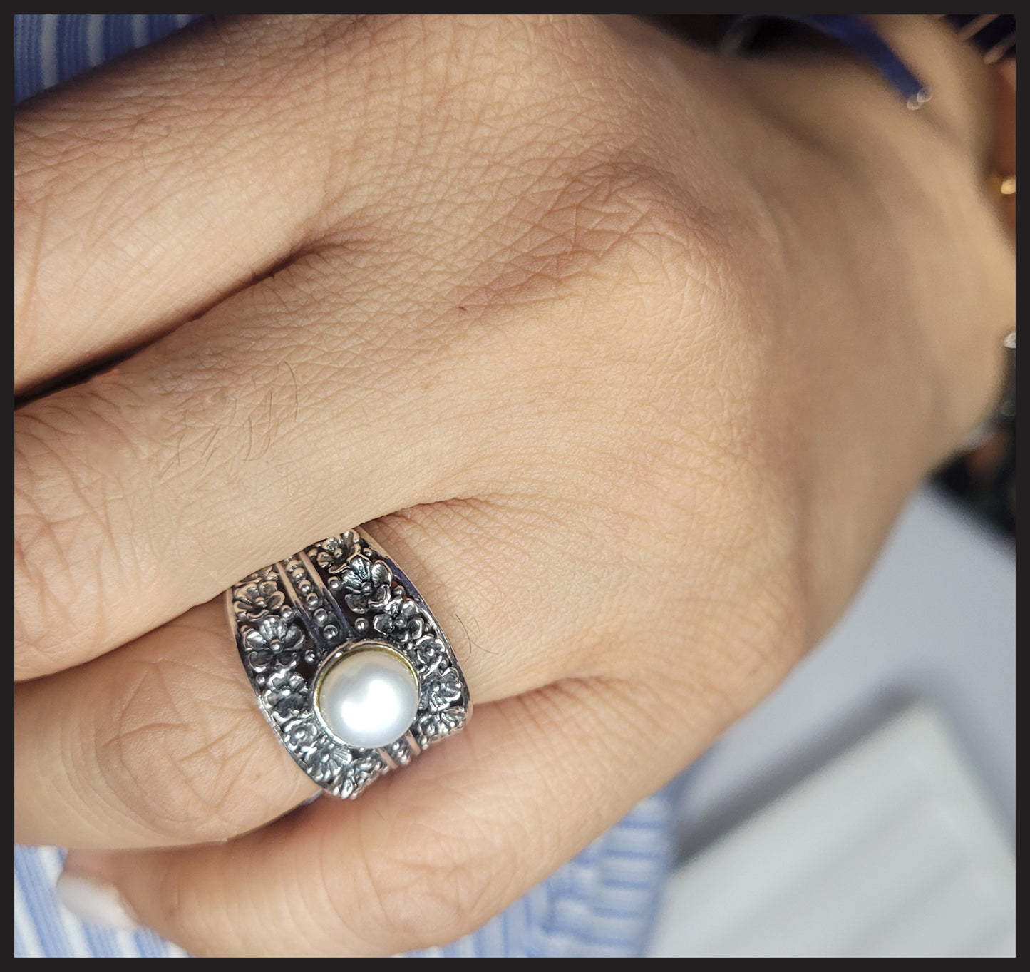 Sterling Silver Vintage Pearl Ring