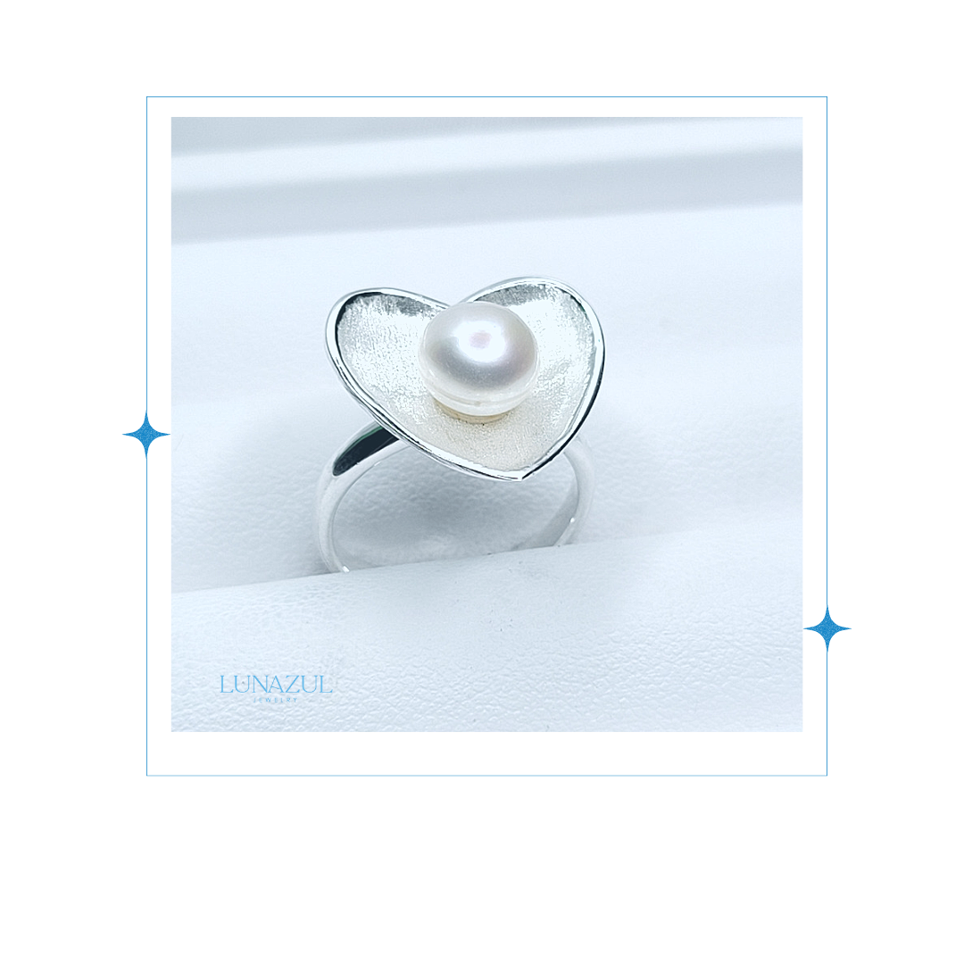 Big Heart With Fresh Water Pearl Ring