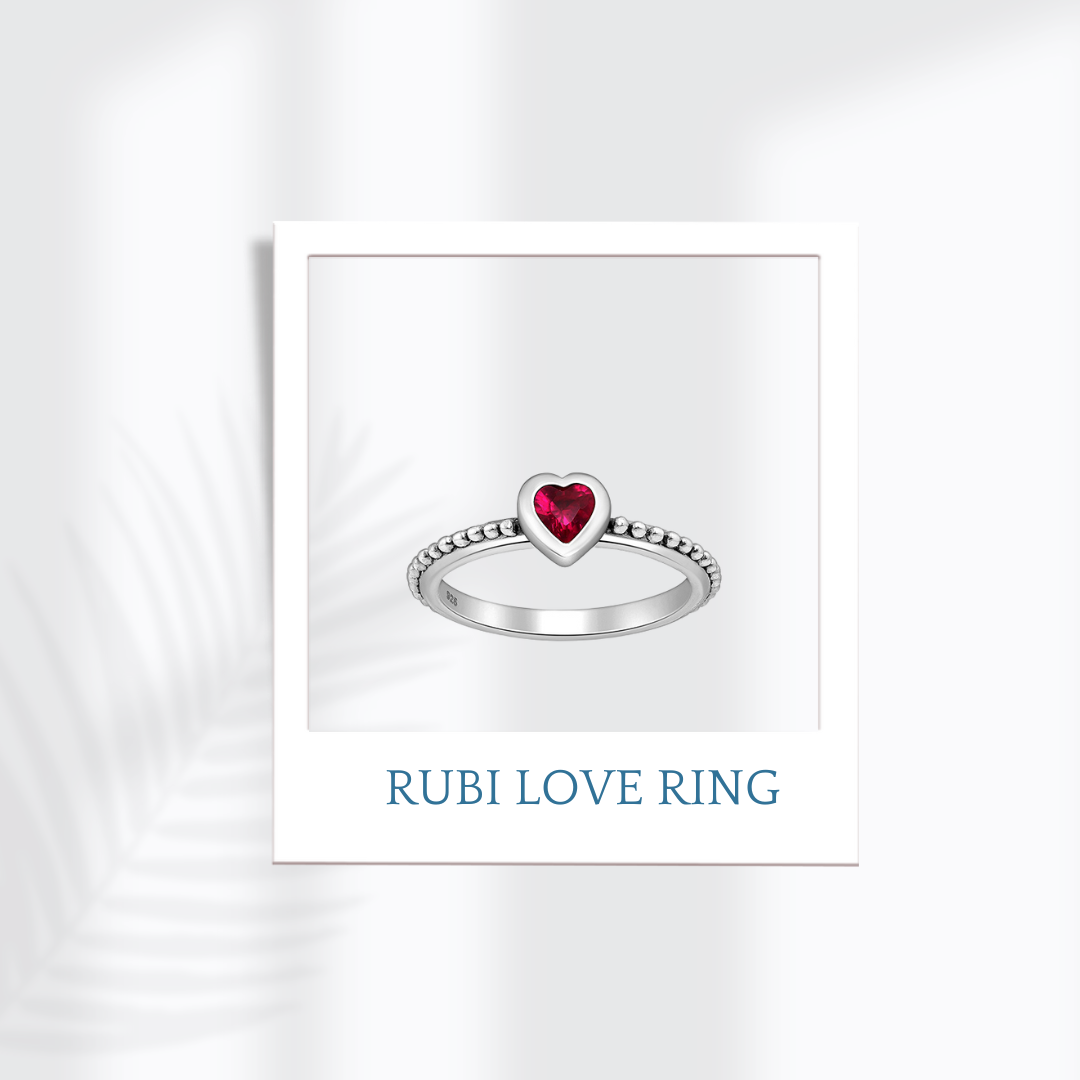 Sterling Silver Rubí Love Ring