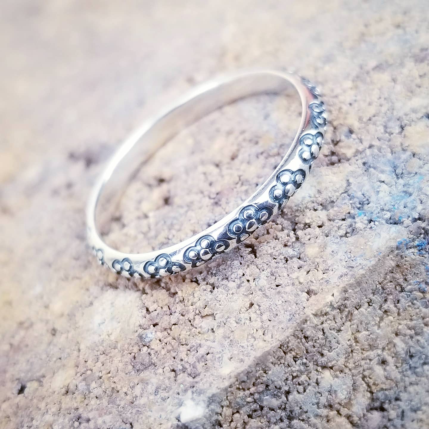 Sterling Silver Flowry Stackable Ring