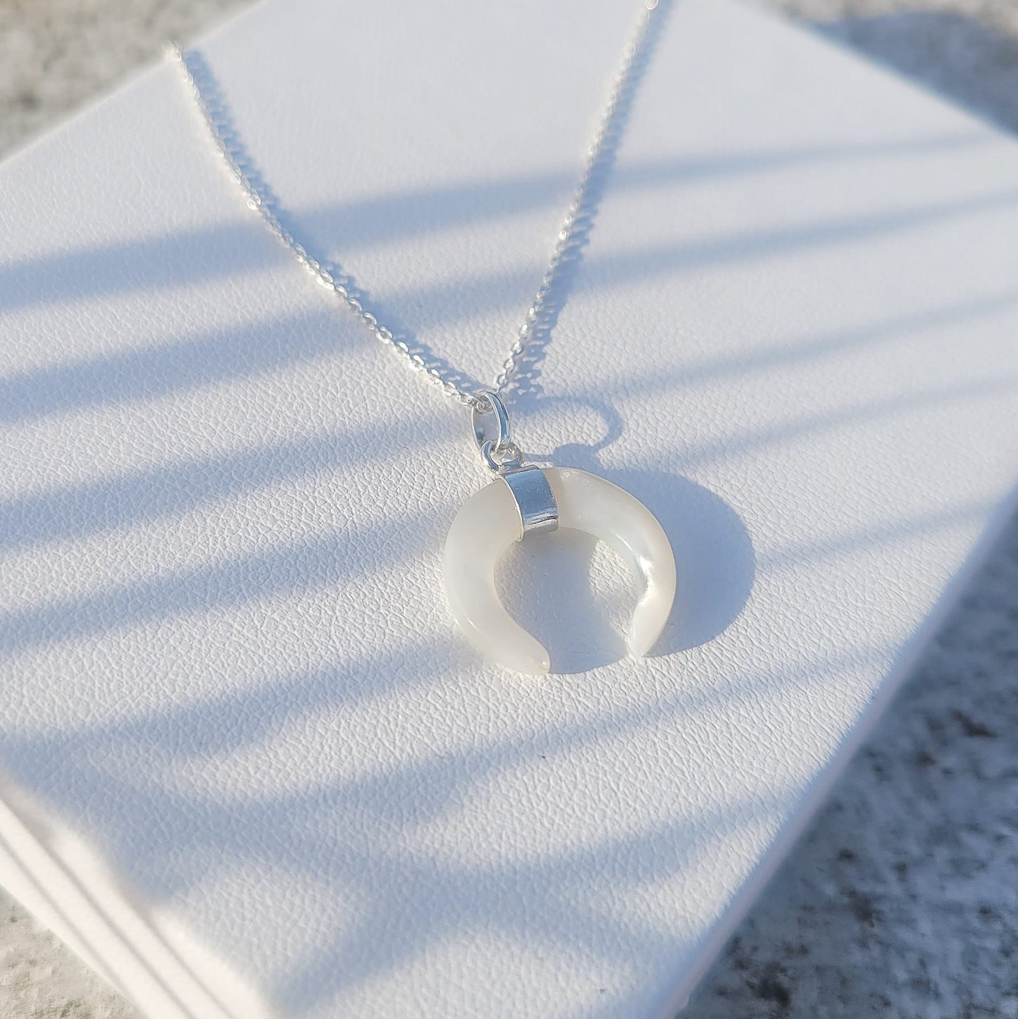 White Moon Necklace (shell moon)