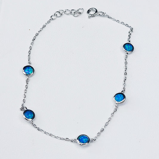 Sterling Silver Blue Opal Bracelet