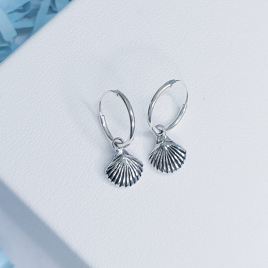 Sterling Silver Hoops with Shell