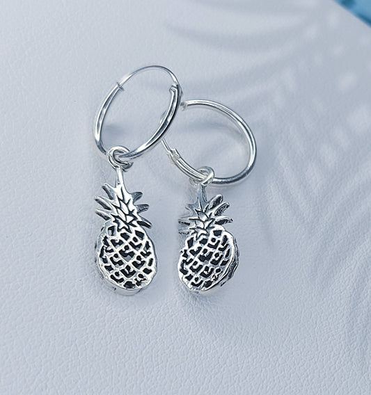 Sterling Silver Pineapple Hoops