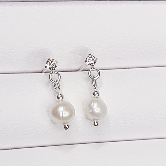 Sterling Silver Dainty Pearls Earrings