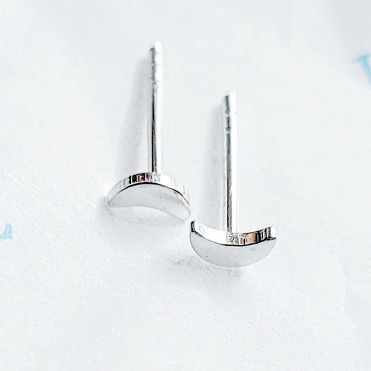 Sterling Silver Tiny Moon Studs