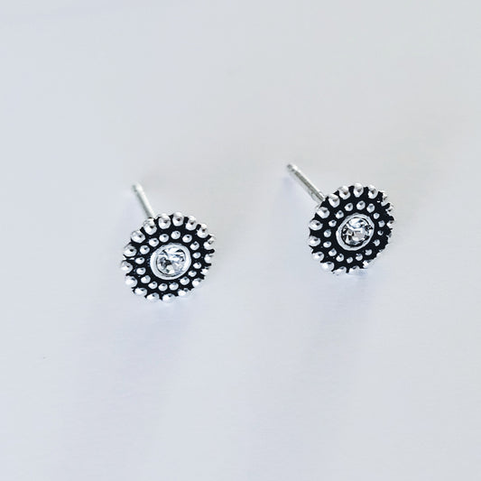 Sterling Silver Bali Cz Studs