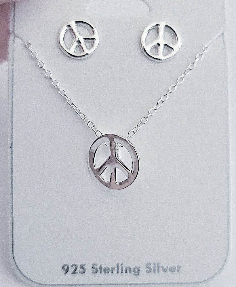 Sterling Silver Peace Symbol Set