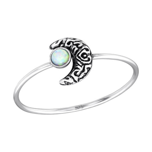 Sterling Silver Antique Moon Ring