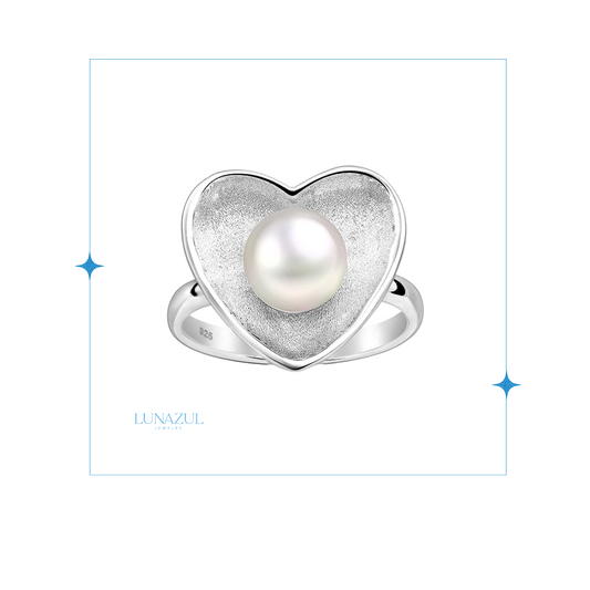 Big Heart With Fresh Water Pearl Ring