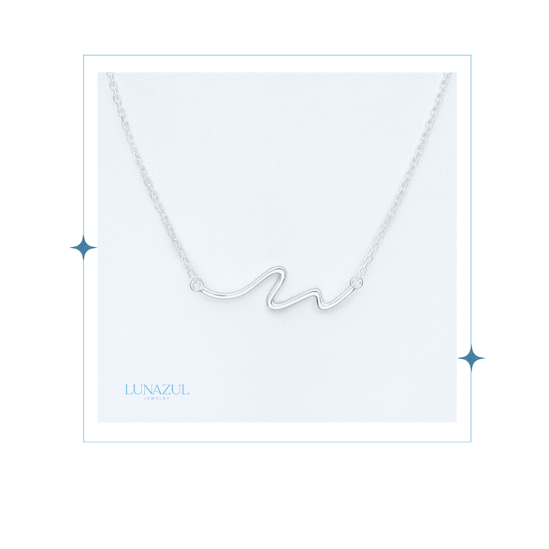 Sterling Silver Bkue Wave Necklace